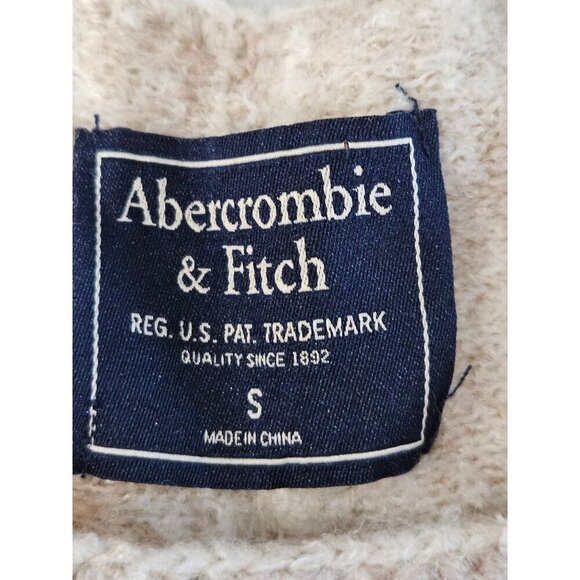 Abercrombie & Fitch Size Small Beige Tan Zebra Print Sweater Animal Scoop Neck - Picture 6 of 10